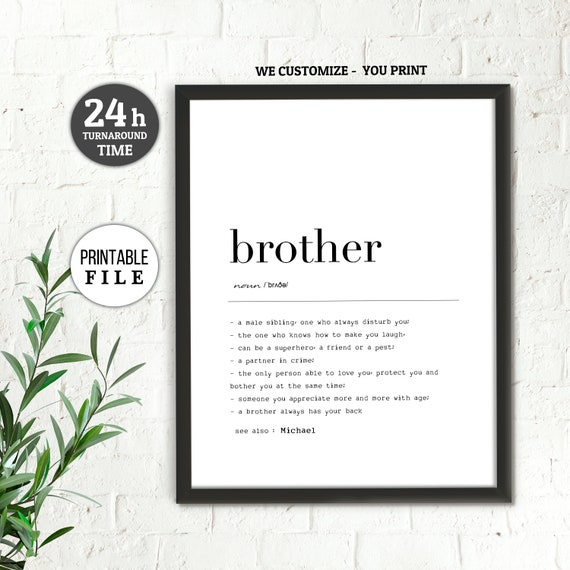 Brother Definition Print, Personalized Brother Definition Poster, Brother  of the Bride Gift, Big Brother Gift From Sister, Brother Birthday 