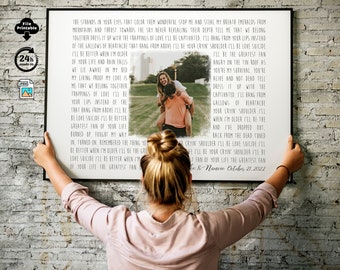 Feiern Sie Ihre Liebesgeschichte: Personalisiertes Jahrestagsgeschenk - Foto des Paares und Lied-Lyrik-Kunst, benutzerdefiniertes Hochzeitslied-Dekor, unser Lied-Poster