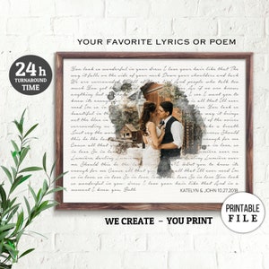 Wedding Anniversary Gift, Wedding Song Lyric Art, Wedding Photo Gift Wedding Song gift, Anniversary Gifts, 1st Anniversary Gift DIGITAL FILE