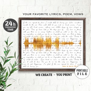 Personalised Sound Wave Art, Anniversary Gifts for Men, Custom Song Lyrics Wall Art, Sound wave Print Personalized Gift for Couple PRINTABLE