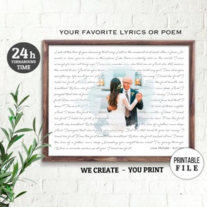 Father of the Groom Gift, Gift from Bride to Father, Wedding Lyric Art, Custom Poem, Wedding Gift for Father of Groom, Father Daughter Dance