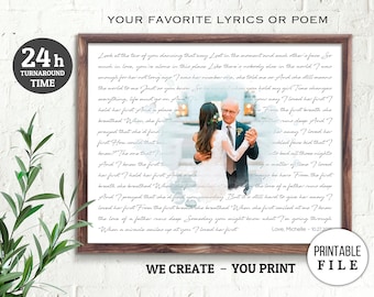 Father of the Groom Gift, Gift from Bride to Father, Wedding Lyric Art, Custom Poem, Wedding Gift for Father of Groom, Father Daughter Dance
