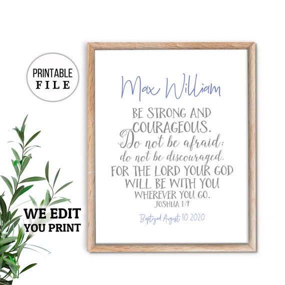 Godson Baptism Gift, Holy Communion Gifts for Boys, Christening Print, Christening Gift Boy, JW Baptism Gift, Confirmation Gift Boy