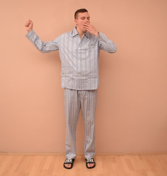 vintage Nocta Blue Striped Pajama Set / mens Size UK … Gem