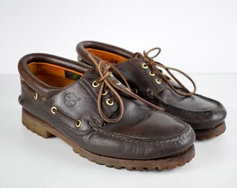 vintage Timberland Bootsschuhe / Herren Gr. 8 EUR 42 US 9 / Leder Schnürsenkel / Leder Deck Shoes