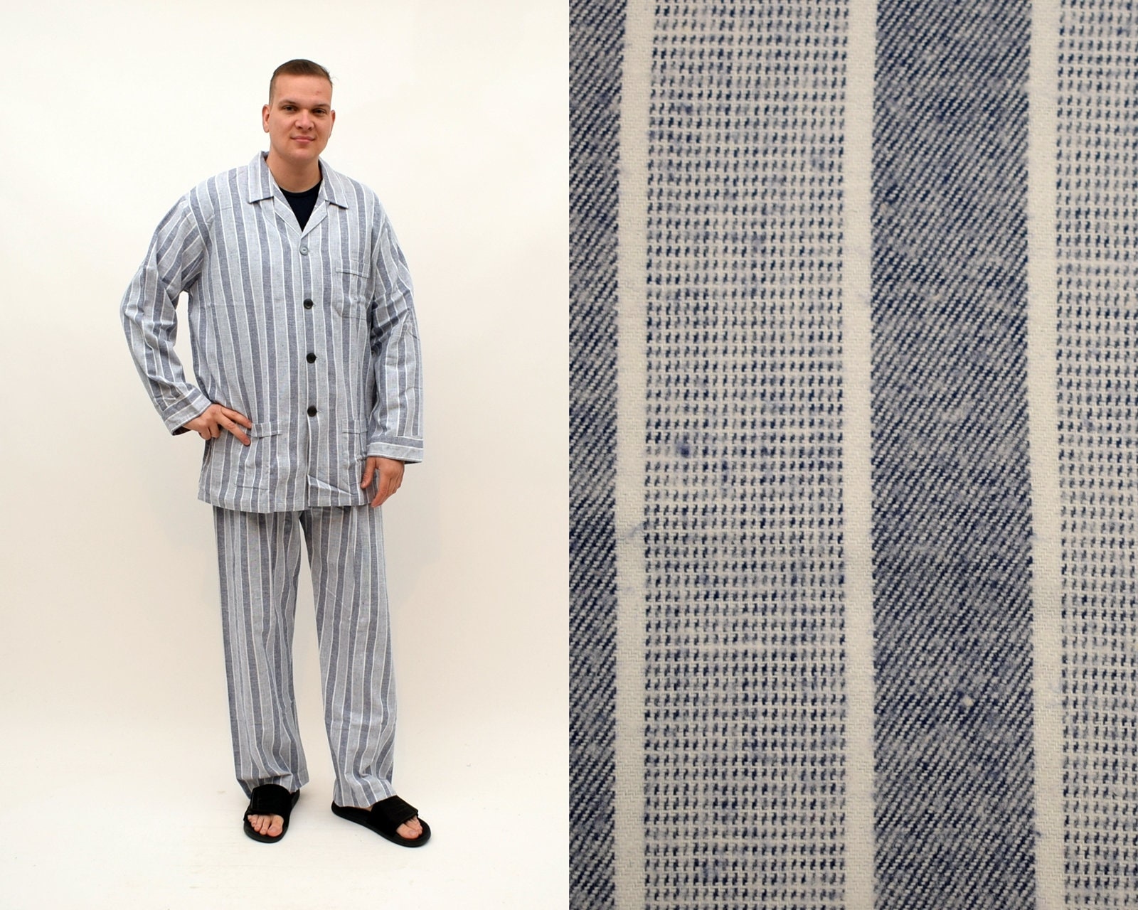 Pijama de algodón a rayas Derek Rose: ropa de dormir XXL para