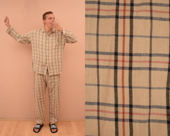Novila Check Pajama Set Mens Size EU 52 UK 42 L Cotton Man Pajamas Shirt Pants Men Sleepwear Etsy Canada