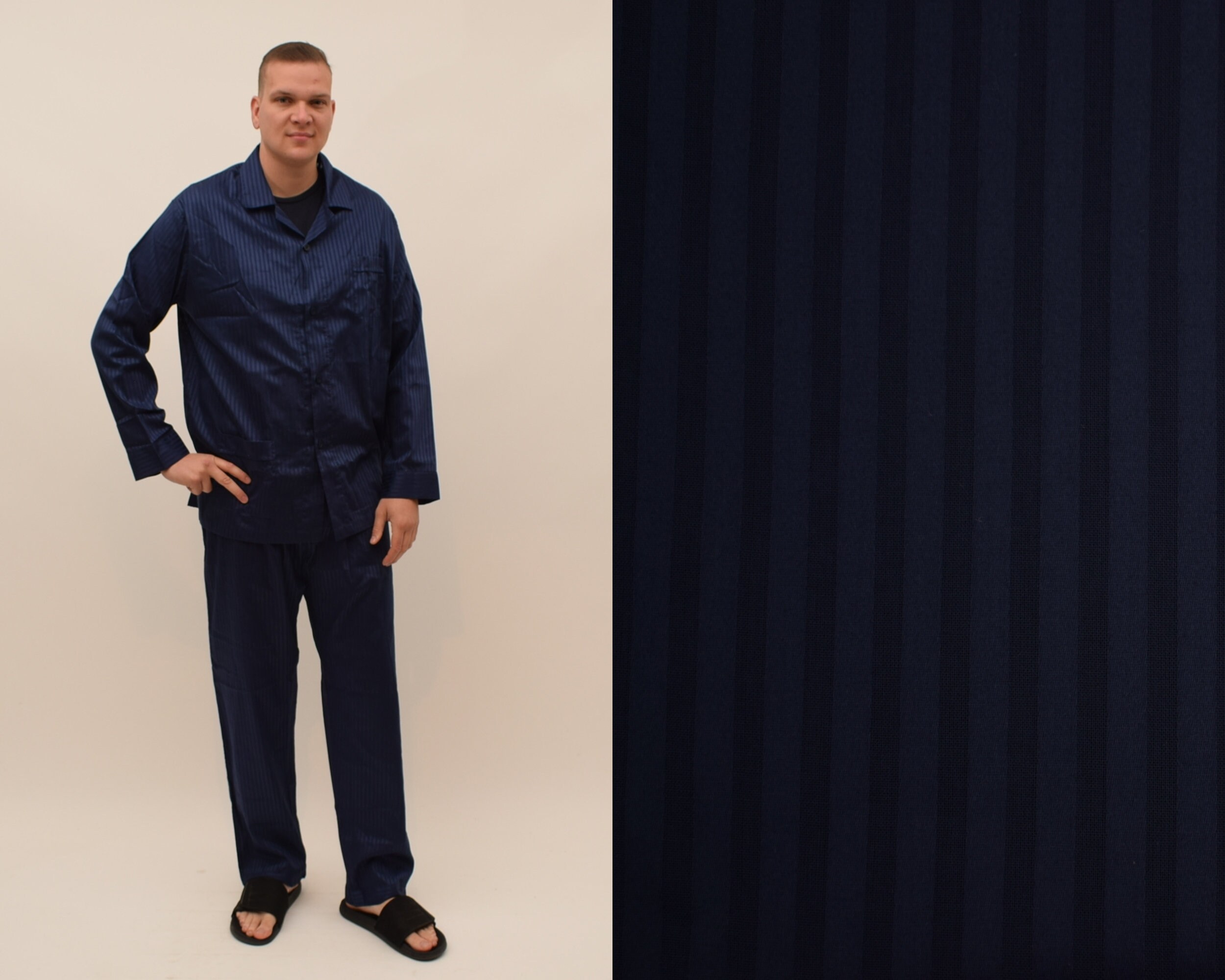 Novila Striped Pajama Set / mens Size 56  / Man Pajamas Shirt & Pants /  Sleepwear / Cotton / Germany