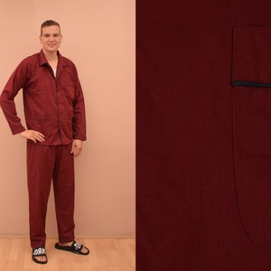 Conjunto de pijama Borgonha / tamanho masculino XL Reino Unido 44 UE 54 / Pijama masculino, camisa e calças, roupa de dormir masculina