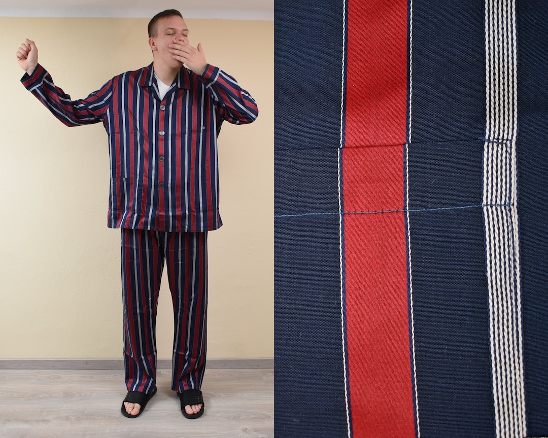 Vintage Seidensticker Striped Pajama Set / Mens Size UK 46 EU 56 XXL