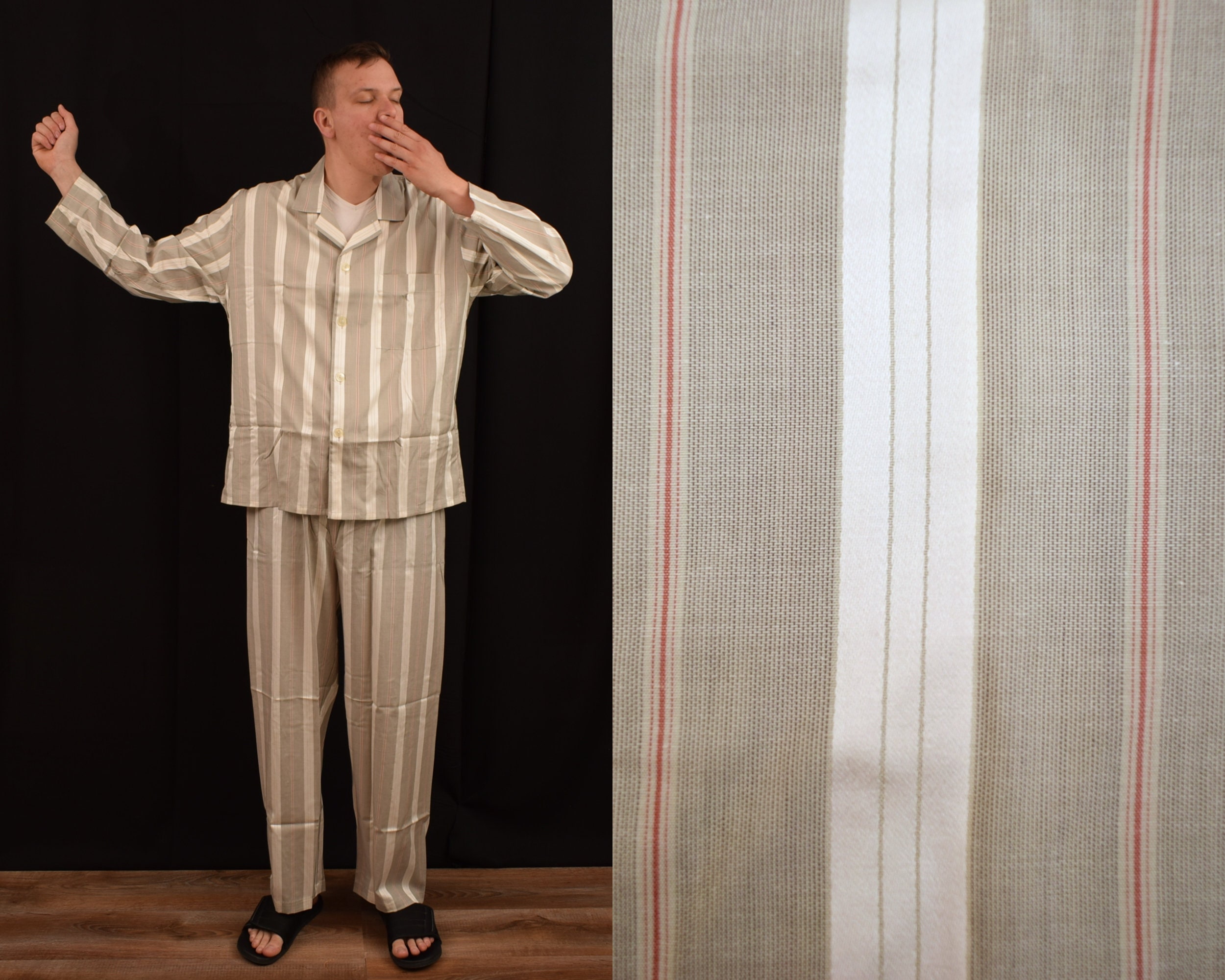 Vintage Schiesser Striped Pajama Set / Mens Size UK 44 EU 54 XL / Man  Pajamas Shirt & Pants / Cotton / Men Sleepwear / Gray - Etsy