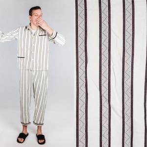 vintage 70s Striped Pajama Set / mens Size M - L / Man Pajamas Shirt & Pants / Men Sleepwear
