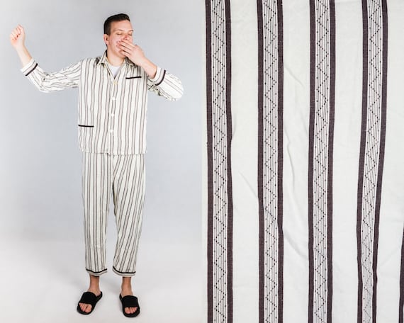 70〜80s Vintage Dreiklang Pajamas Stripe Vintage 1980s 2 Piece NWOT Towncraft Green & Navy Stripe