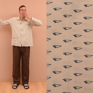 vintage Pajama Set mens Size L / UK 42 / EU 52 Man Pajamas Shirt & Pants Cotton Men Sleepwear / Abstract