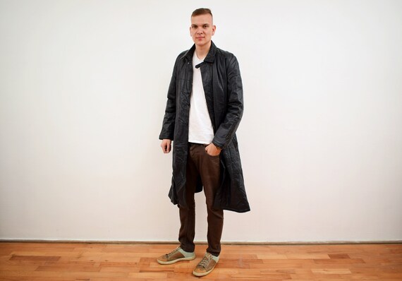 vintage leather trench coat mens