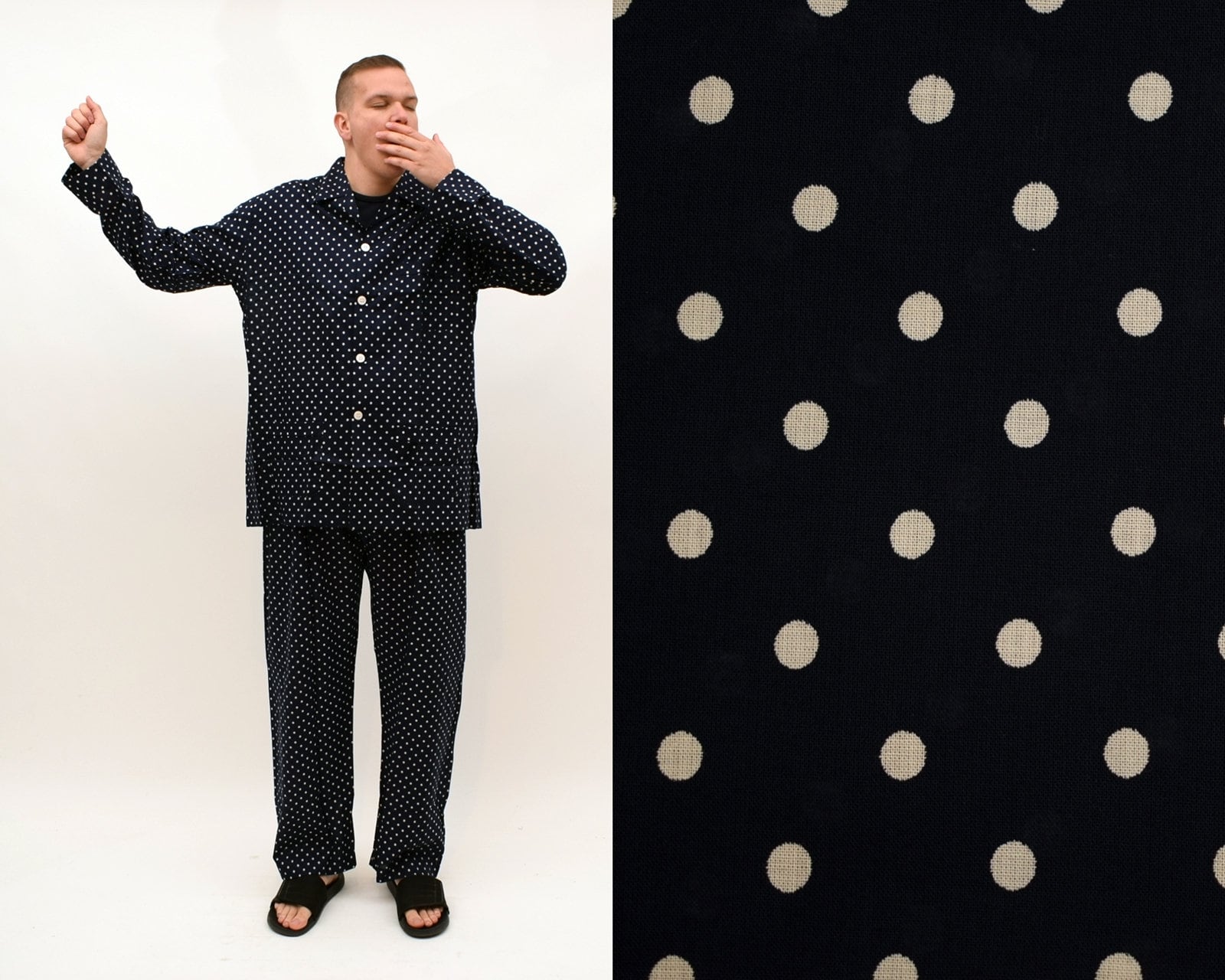 Black polka dot pajamas sale