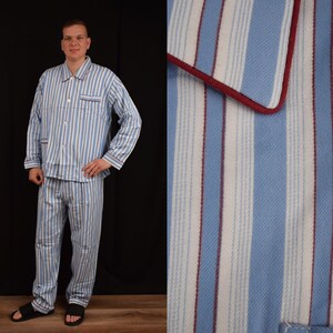 Kocabey Vintage 70s Mens Striped Pajamas . Pjs Printed Cotton