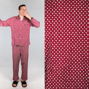 vintage Abstract Pajama Set / mens Size EU 52 UK 42  L / Cotton Man Pajamas Shirt & Pants / Men Sleepwear