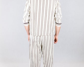 Vintage 70s Striped Pajama Set / Mens Size M - L / Man