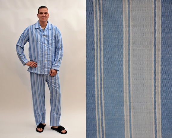 Derek Rose Striped Pajama Set Mens Size UK 44 EU 54 XL Man Pajamas Shirt Pants Cotton Men Sleepwear Blue White Etsy Canada