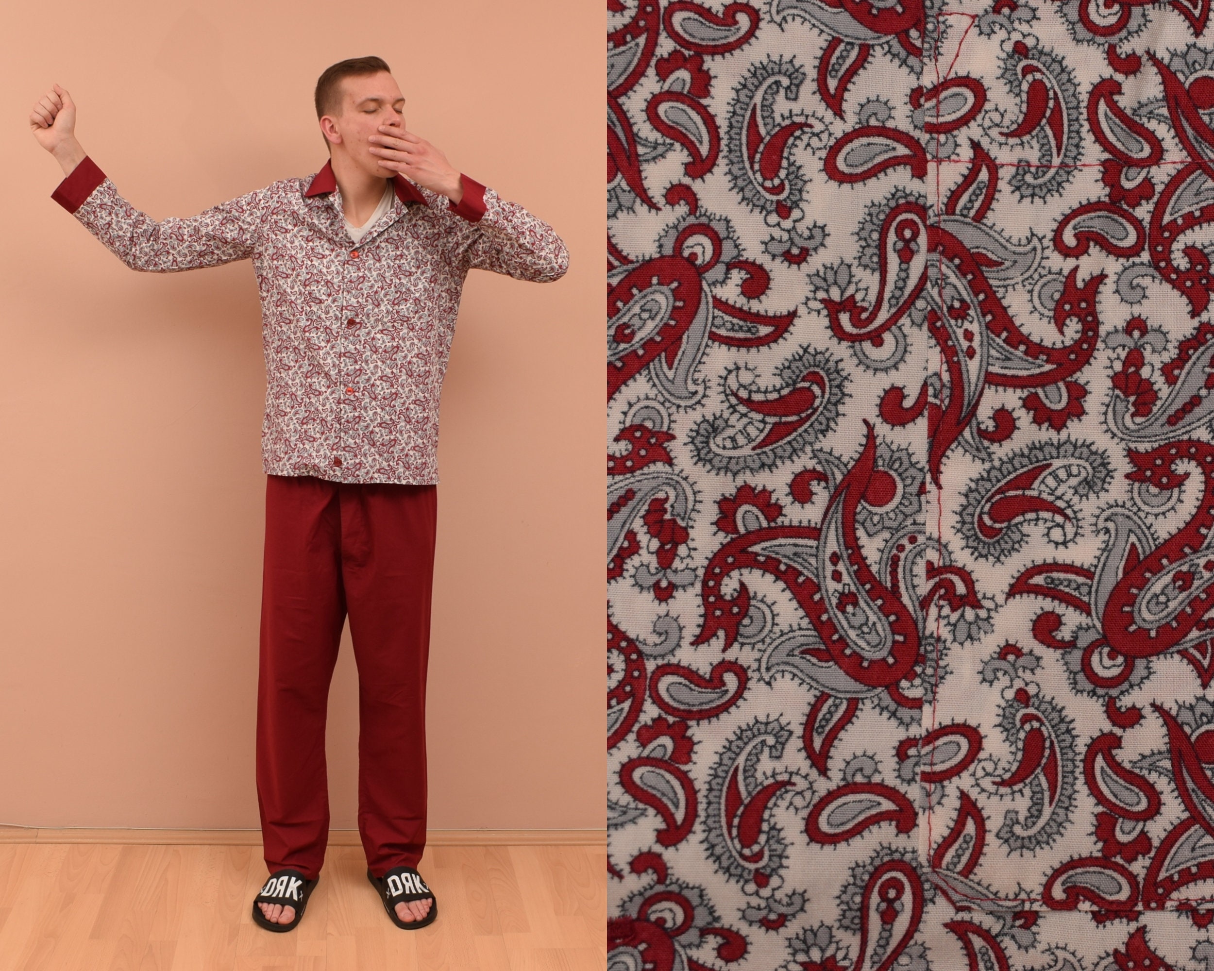 1960S Foulard Printed Cotton Men's Pajamas Set For Sale at 1stDibs