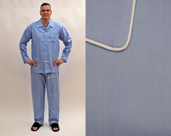 Vintage Deadstock 1970 s Kmart Men s Pajama Set Size X large Blue Flannel Long Sleeve Two Piece Pj s Etsy India