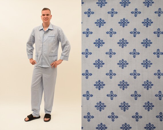Mens blue pajama set hotsell