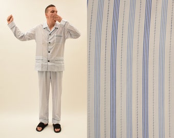 La Perla Blau Gestreifter Pyjama-Set Herren Größe 40 / 50