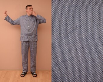 vintage Pierre Clarence Pajama Set / mens Size UK 42 EU 52 L / Man Pajamas Shirt & Pants / Blue Men Sleepwear