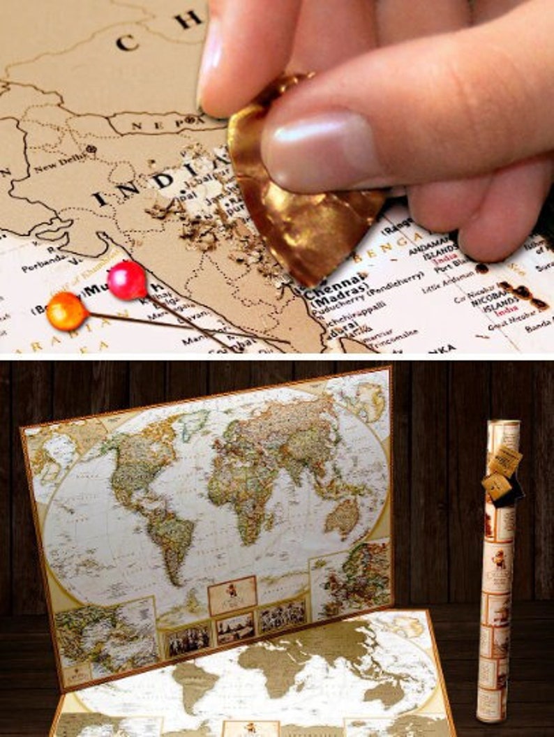 Unique Wedding Gift for couple Scratch Off Travel Map by MagicMap Personalized wedding gift bride and groom gift wedding present image 1