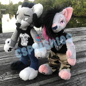 Custom Hand Sewn CSPlushie Anthro Furry Wolf Doll Design
