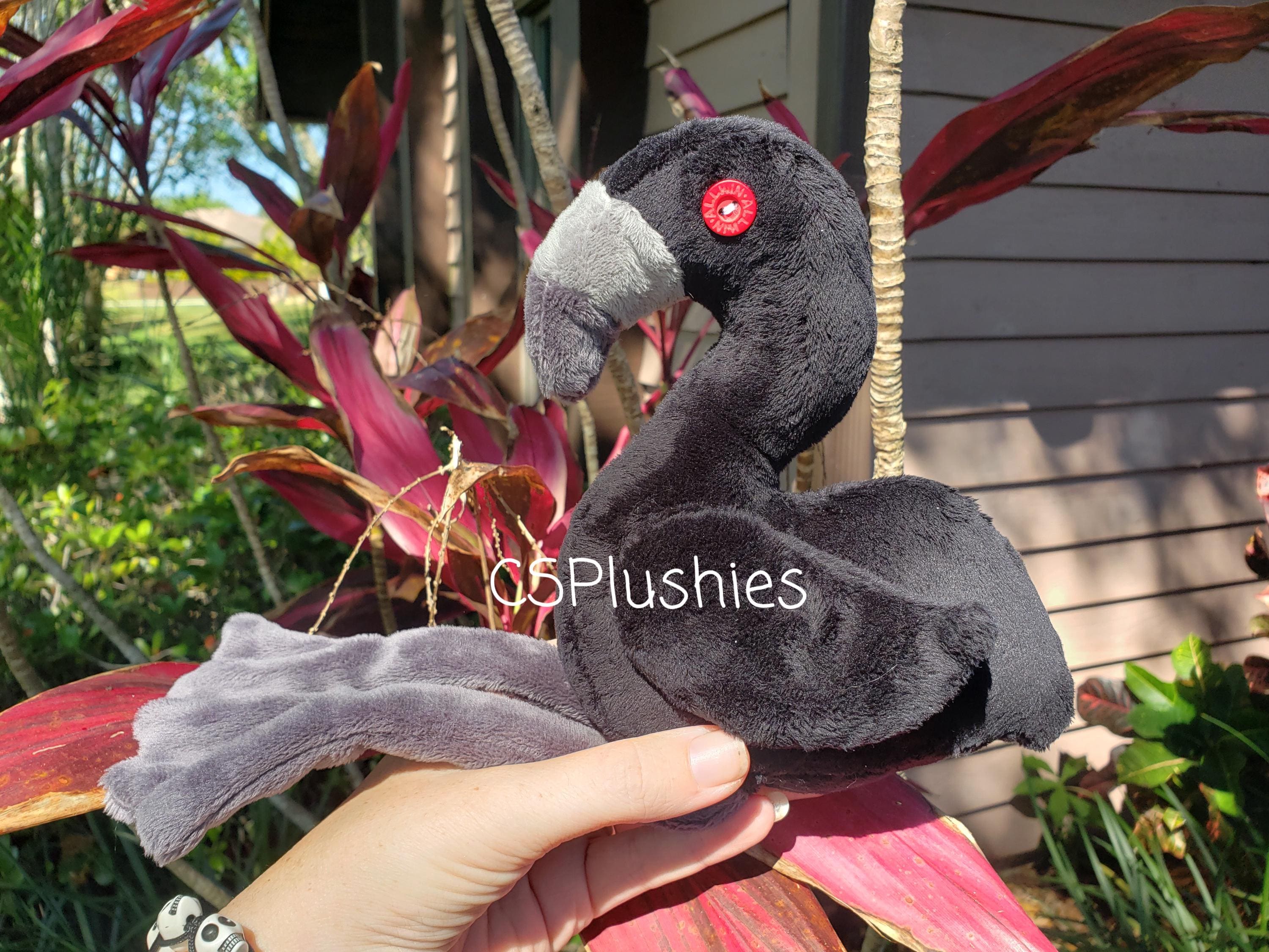 Arcadia Jerry or Dennis Sleepy Black Flamingo Hand Sewn Plush Stuffed Animal