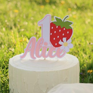 Berry Cake Topper, Strawberry 1st Birthday Decorations