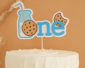 Milk and Cookies Cake Topper, One Sweet Decor, Boy First Birthday