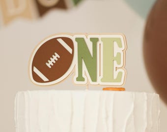 First Year Down Cake Topper, Football 1st Birthday, Custom Name