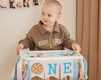 Milk and Cookies High Chair Banner, One Sweet Party Decor, Twins 1st Birthday
