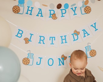 Milk Cookies Banner, One Sweet Boy, First Birthday Banner, Boy 1st Birthday Decorations, One Sweet Cookie