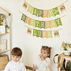 Tractor Birthday Banner, Farm Birthday Decorations, Personalized Name Banner