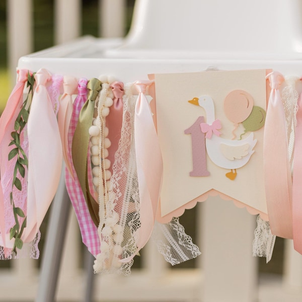 One Silly Goose Highchair Banner - Girl 1st Birthday Party Garland