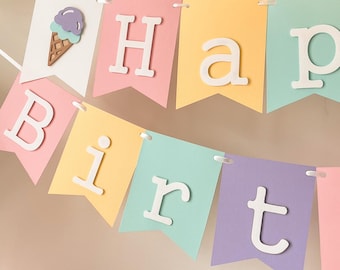 Verjaardagsbanner ijs - Sweet One Party Decor - Here's The Scoop Garland
