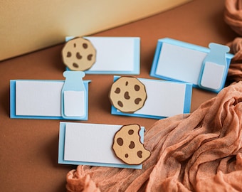 One Sweet Boy Birthday Food Label - Milk and Cookie Party Buffet Card