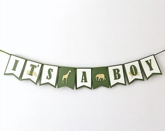 Banner para baby shower con temática de safari - Decoraciones para fiestas con fondo de jungla