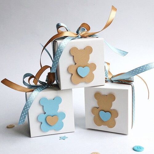 Personalized Teddy Bear Favor Boxes Teddy Bear Baby Shower Etsy