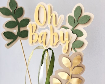 Sage Green Baby Shower Centerpieces, Greenery Decorations, Eucalyptus Baby Sprinkle, Oh Baby Topper, Table Centerpieces