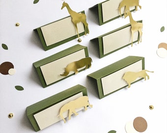 Animals Theme Place Cards, Safari Birthday Baby Shower Decorations, Jungle Zoo Animal, Food Labels