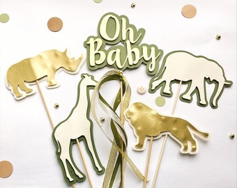 Safari Baby Shower Centerpiece, Safari Baby Shower Decoration, Boy Baby Shower, Giraffe Lion Jungle, Safari Theme, Oh Baby, Its a Boy Topper