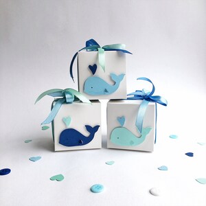 Whale Favor Boxes Nautical Theme 1st Birthday Decorations Whale Baby Shower Gift Box Blue Mint Boy 1st Birthday Candy Boxes Set of 12