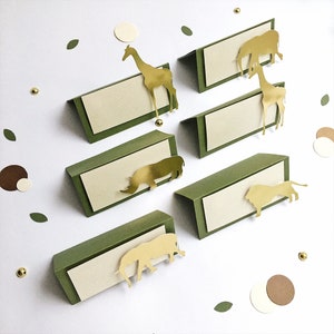 Dierenthema Plaatskaarten, safari verjaardag babyshowerdecoraties, jungledierentuindier, voedseletiketten