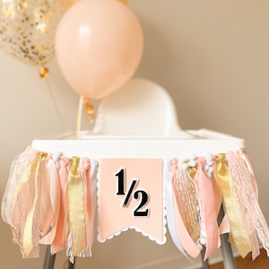 Half Birthday Banner, 1/2 Birthday Decorations, Half Way to One, 1/2 Highchair Banner