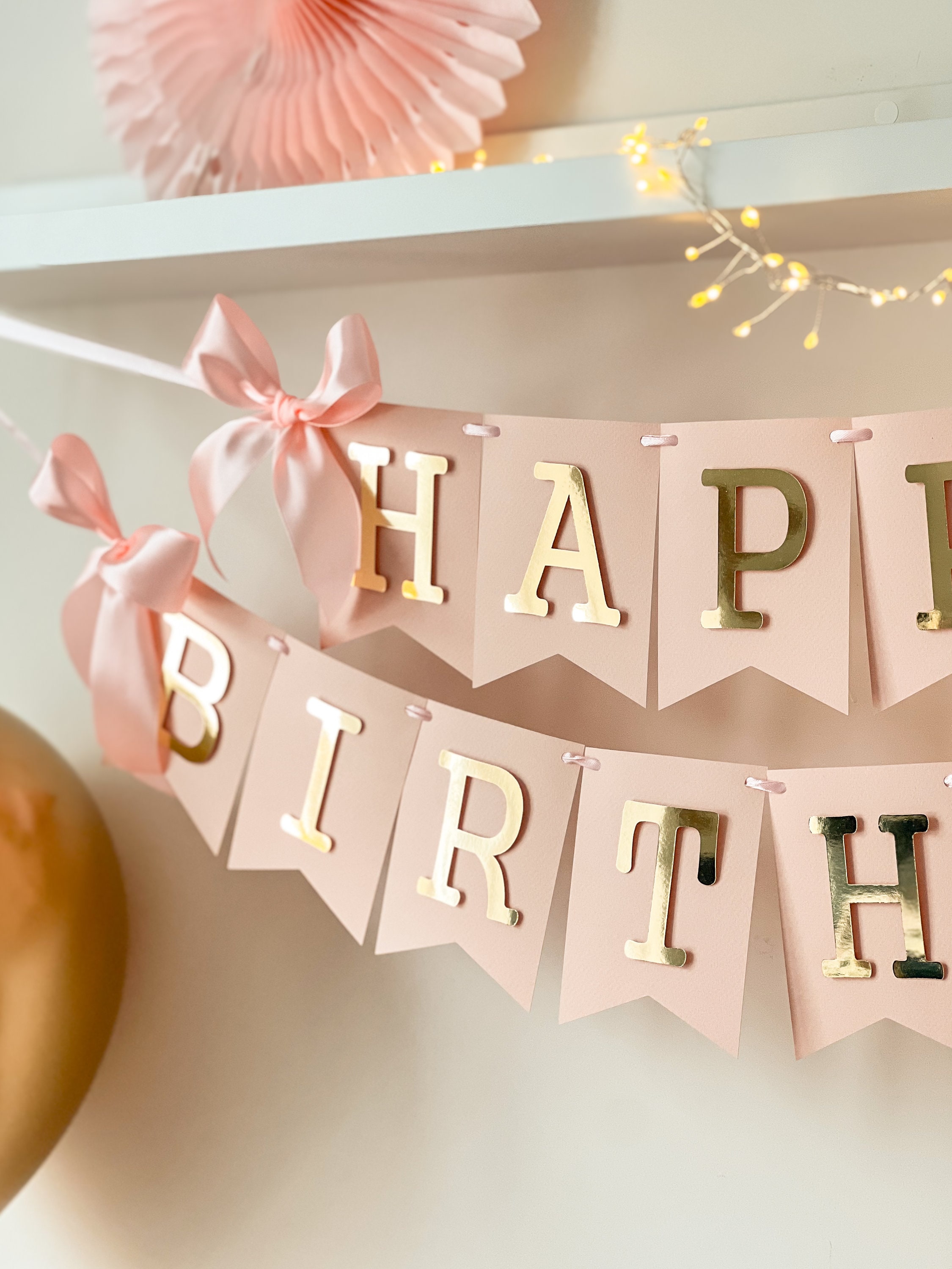 Pink Rose Gold Happy Birthday Banner – Glitter Birthday Party Decorations Kit For Ceiling, Wall, Table - View #7